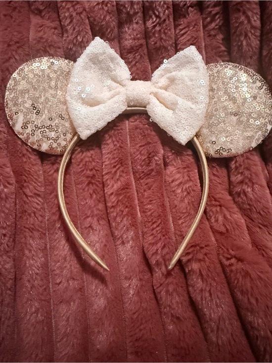 Source Unknown Other - Sparkling Rose Gold Cream Sequin Mouse Ear Headband for Adults/Kids